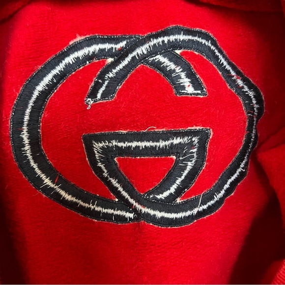 Vintage Gucci Red Crewneck Sweatshirt with Navy Embroidered GG Logo-Medium - Picture 4 of 8